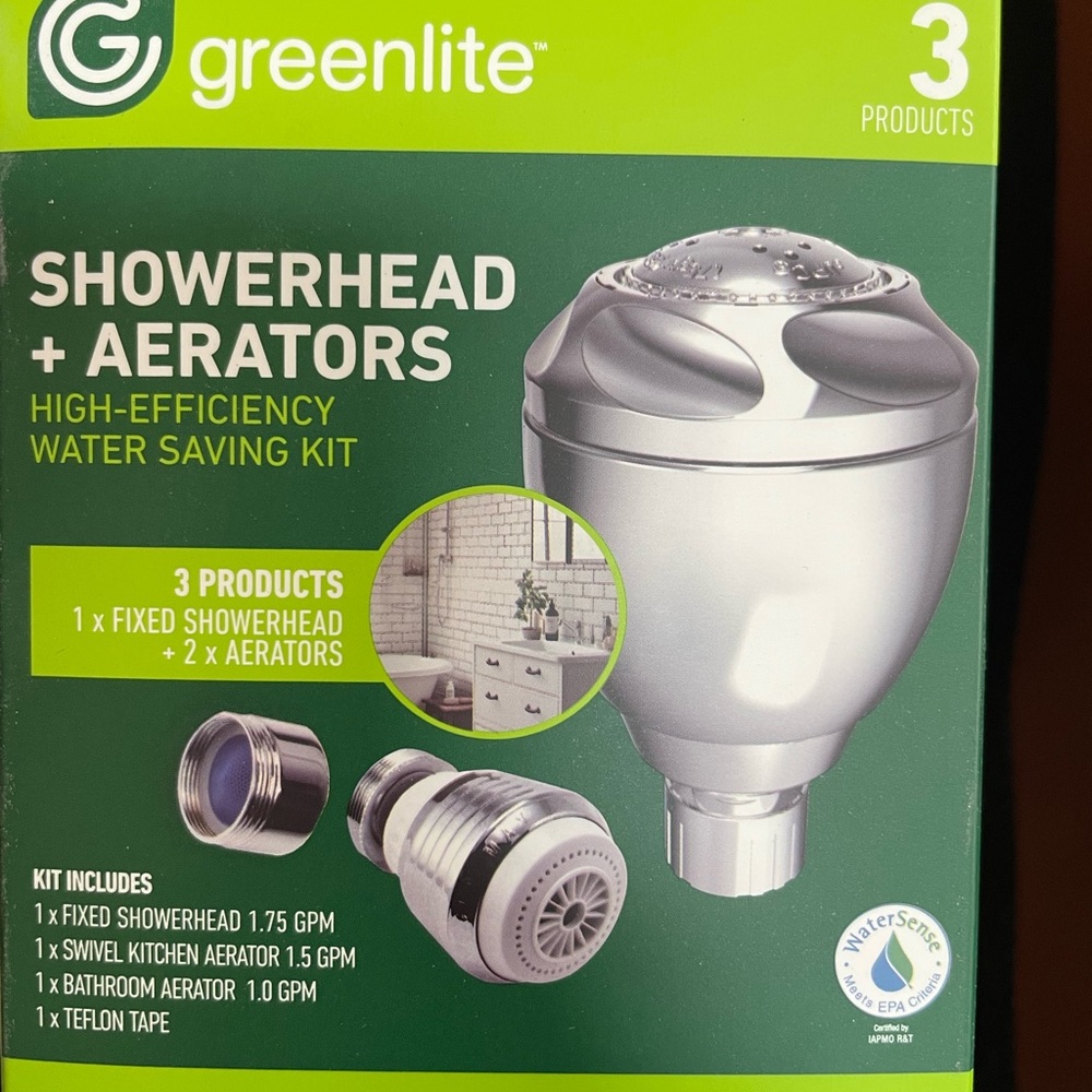Silver Showerhead and Aerators Water Saving Kit